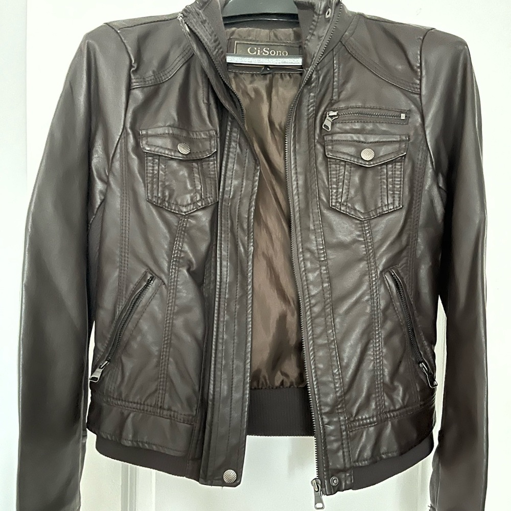Ci Sono brown imitation leather jacket